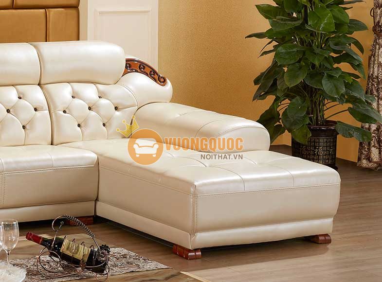 Sofa da nhập khẩu cao cấp màu trắng kem OLDL111